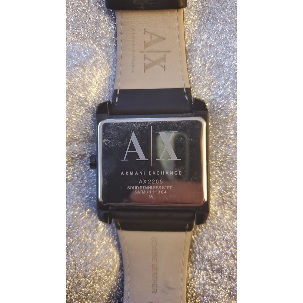 Armani Exchange Mens Leather Rectangular Watch - image 3